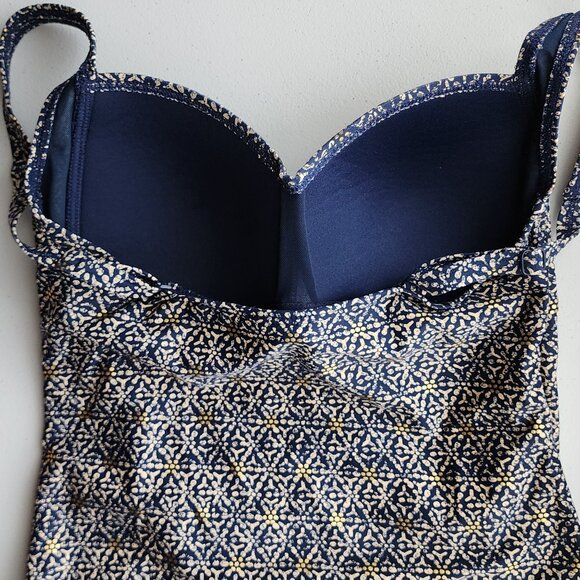 NipTuck Joanne Foil Twist Front Tummy Control One Piece Swimsuit Navy Blue - Picture 9 of 13